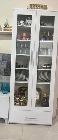 بوفيه زجاج • أبيض • ٧٠×٣٠×١٨٠ سم