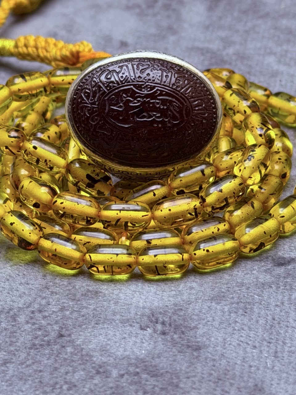 عقيق يماني  كرز الكرزي مخطوط حرز سيد علي القاضي امضائ (الاعجيمي) صياغه البحرين لحجز واساب(***********)
