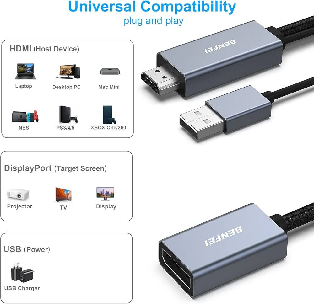 English  |  کوردی  |  عربي 

اسم المنتج: تحويلة من HDMI إلى DP من BENFEI تدعم حتى 2K@144HZ
العلامة التجارية: BENFEI
اللون: رصاصي - فضي
العدد: 1
الحالة: جديد
السعر: 17 الف

متوفر توصيل لكل أنحاء العراق 🚕🚀🌀

⛔ مواصفات المنتج:-

حل مبتكر: يربط محول BENFEI HDMI Source to DisplayPort جهاز كمبيوتر أو أجهزة أخرى (مثل Xbox وPS5 وغيرها) مزودة بمنفذ HDMI بشاشة أو تلفزيون عالي الدقة أو أجهزة أخرى (مثل الواقع الافتراضي) مزودة بمنفذ DisplayPort. يحوّل المحول إشارة HDMI 2.0b إلى إشارة DisplayPort 1.4، مع العلم أنه أحادي الاتجاه، من مصدر HDMI إلى شاشة أو جهاز عرض مزود بمنفذ DisplayPort.

دقة عالية: يتوافق المحول تمامًا مع مدخل HDMI 2.0b ومخرج DisplayPort 1.4، بدقة عرض تصل إلى 3840 × 2160 بكسل بمعدل 60 هرتز، بما في ذلك 2K بمعدل 144 هرتز، و2K بمعدل 120 هرتز، و1080P بمعدل 165 هرتز، و1080P بمعدل 144 هرتز، و1080P بمعدل 120 هرتز، ويدعم وظائف HBR2 (معدل البت العالي 2) وHDCP 1.4/2.3.  يدعم الجزء الصوتي 8 قنوات رقمية بمعدل عينة يصل إلى 192 كيلوهرتز وحجم عينة يصل إلى 24 بت، بالإضافة إلى صوت النطاق الديناميكي العالي (HBR).

تصميم موثوق وسهل الاستخدام: كابل نايلون مضفر لمتانة إضافية، وتصميم مانع للانزلاق لسهولة التوصيل والفصل. هيكل من سبائك الألومنيوم عالية الجودة لعزل حراري أفضل. يتوافق تمامًا مع منافذ HDMI في أجهزتك لنقل إشارة مستقر.

توافق واسع: محول HDMI DisplayPort متوافق مع الأجهزة المزودة بمنفذ HDMI، مثل أجهزة الكمبيوتر المكتبية والمحمولة، وأجهزة Ultrabook، وأجهزة Chromebook، وRaspberry Pi، وIntel Nuc، وRoku، وPS3، وXbox One، وXbox 360، وWii U، وأجهزة الاستقبال الرقمية، وأجهزة التلفزيون الذكية، وPS4/PS5، وApple MacBook Pro بشاشة Retina، وMac mini، وApple TV. يُرجى التأكد من توصيل كابل USB الخاص بالمحول بمصدر طاقة خارجي لتوفير الجهد الكافي للشريحة.

----------------------------------------------------------

ناوی بەرهەم: ئەداپتەری BENFEI HDMI بۆ DP پشتگیری تا 2K@144Hz دەکات
 مارکە: BENFEI
 ڕەنگ: خۆڵەمێشی-زیو
 بڕی: 1
 مەرج: نوێ
 نرخ: ١٧ هەزار دینار

 گەیاندن لە سەرتاسەری عێراق بەردەستە 🚕🚀🌀

 ⛔ تایبەتمەندییەکانی بەرهەم:

 چارەسەری داهێنەرانە: ئەداپتەری BENFEI HDMI Source to DisplayPort کۆمپیوتەرێک یان ئامێرەکانی تر (وەک Xbox، PS5 و هتد) بە دەرچەی HDMI بە HDTV، مۆنیتەر، یان ئامێرەکانی تر (وەک هێدسێتی VR) بە دەرچەی DisplayPort دەبەستێتەوە.  ئەداپتەرەکە سیگناڵێکی HDMI 2.0b دەگۆڕێت بۆ سیگناڵی DisplayPort 1.4 کە یەک ئاراستەیە، لە سەرچاوەی HDMI بۆ مۆنیتەر یان پرۆژێکتۆرێک کە دەرچەی DisplayPort ی هەیە.

  ڕوونی بەرز: ئەم ئەداپتەرە بە تەواوی لەگەڵ هاتنە ژوورەوەی HDMI 2.0b و دەرچوونی DisplayPort 1.4 دەگونجێت، پشتگیری لە ڕوونی تا 3840 x 2160 پێکسڵ دەکات لە 60Hz، لەوانە 2K لە 144Hz، 2K لە 120Hz، 1080p لە 165Hz، 1080p لە 144Hz، و 1080p لە 144Hz، و 1080p لە 144Hz  120هێرتز.  هەروەها پشتگیری لە HBR2 (High Bit Rate 2) و HDCP 1.4/2.3 دەکات.  ڕووکاری دەنگی پشتگیری لە ٨ کەناڵی دیجیتاڵی دەکات کە ڕێژەی نمونەیان تا ١٩٢ کیلۆهێرتز و قەبارەی نمونەیان تا ٢٤ بیت، هەروەها دەنگی مەودای داینامیکی بەرز (HBR).

 دیزاینێکی جێی متمانە و بەکارهێنەر دۆستانە: کێبڵێکی نایلۆنی لۆکراو مانەوەیەکی زیاتر دەدات، و دیزاینێکی نەخلیسکێنە ڕێگە بە ئاسانکردنی پڵاگکردن و دەرهێنانی پڵاگ دەدات.  کەیسی ئالۆوی ئەلەمنیۆمی کوالیتی بەرز، گەرمییەکی باشتر پێشکەش دەکات.  بە تەواوی لەگەڵ دەرچەی HDMI لە ئامێرەکانتدا دەگونجێت بۆ گواستنەوەی سیگناڵی جێگیر.

  گونجانی فراوان: ئەم ئەداپتەرە HDMI DisplayPort لەگەڵ ئەو ئامێرانەدا دەگونجێت کە دەرچەی HDMIیان تێدایە، وەک کۆمپیوتەری سەر مێز و لاپتۆپ، Ultrabooks، Chromebooks، Raspberry Pi، Intel Nuc، Roku، PS3، Xbox One، Xbox 360، Wii U، دیجیتاڵی سێت تۆپ بۆکس، تەلەفزیۆنی زیرەک، PS4/PS5، Apple MacBook Pro لەگەڵ شاشەی Retina، Mac mini، و Apple TV.  تکایە دڵنیابە کە کەیبڵی USB ی ئەداپتەرەکە بەستراوەتەوە بە سەرچاوەیەکی کارەبای دەرەکی بۆ ئەوەی ڤۆڵتیەی پێویست بۆ چیپەکە دابین بکات.

 - ...

Product Name: BENFEI HDMI to DP Adapter Supports Up to 2K@144Hz
Brand: BENFEI
Color: Gray-Silver
Quantity: 1
Condition: New
Price: 17,000 IQD

Delivery available throughout Iraq 🚕🚀🌀

⛔ Product Specifications:

Innovative Solution: The BENFEI HDMI Source to DisplayPort Adapter connects a computer or other devices (such as Xbox, PS5, etc.) with an HDMI port to an HDTV, monitor, or other devices (such as VR headsets) with a DisplayPort port. The adapter converts an HDMI 2.0b signal to a DisplayPort 1.4 signal, which is unidirectional, from an HDMI source to a monitor or projector with a DisplayPort port.

 High Definition: This adapter is fully compatible with HDMI 2.0b input and DisplayPort 1.4 output, supporting resolutions up to 3840 x 2160 pixels at 60Hz, including 2K at 144Hz, 2K at 120Hz, 1080p at 165Hz, 1080p at 144Hz, and 1080p at 120Hz. It also supports HBR2 (High Bit Rate 2) and HDCP 1.4/2.3. The audio interface supports 8 digital channels with a sample rate of up to 192kHz and a sample size of up to 24 bits, as well as High Dynamic Range (HBR) audio.

Reliable and User-Friendly Design: A braided nylon cable provides added durability, and a non-slip design allows for easy plugging and unplugging. The high-quality aluminum alloy casing offers superior heat dissipation. It is fully compatible with the HDMI ports on your devices for stable signal transmission.

 Wide Compatibility: This HDMI DisplayPort adapter is compatible with devices equipped with an HDMI port, such as desktop and laptop computers, Ultrabooks, Chromebooks, Raspberry Pi, Intel Nuc, Roku, PS3, Xbox One, Xbox 360, Wii U, digital set-top boxes, smart TVs, PS4/PS5, Apple MacBook Pro with Retina display, Mac mini, and Apple TV. Please ensure the adapter's USB cable is connected to an external power source to provide sufficient voltage to the chip.

- ...


**إذا كنت صاحب هذا الإعلان وتريد حذفه لأي سبب، رجاءا أرسل رسالة إلى الدعم الفني**