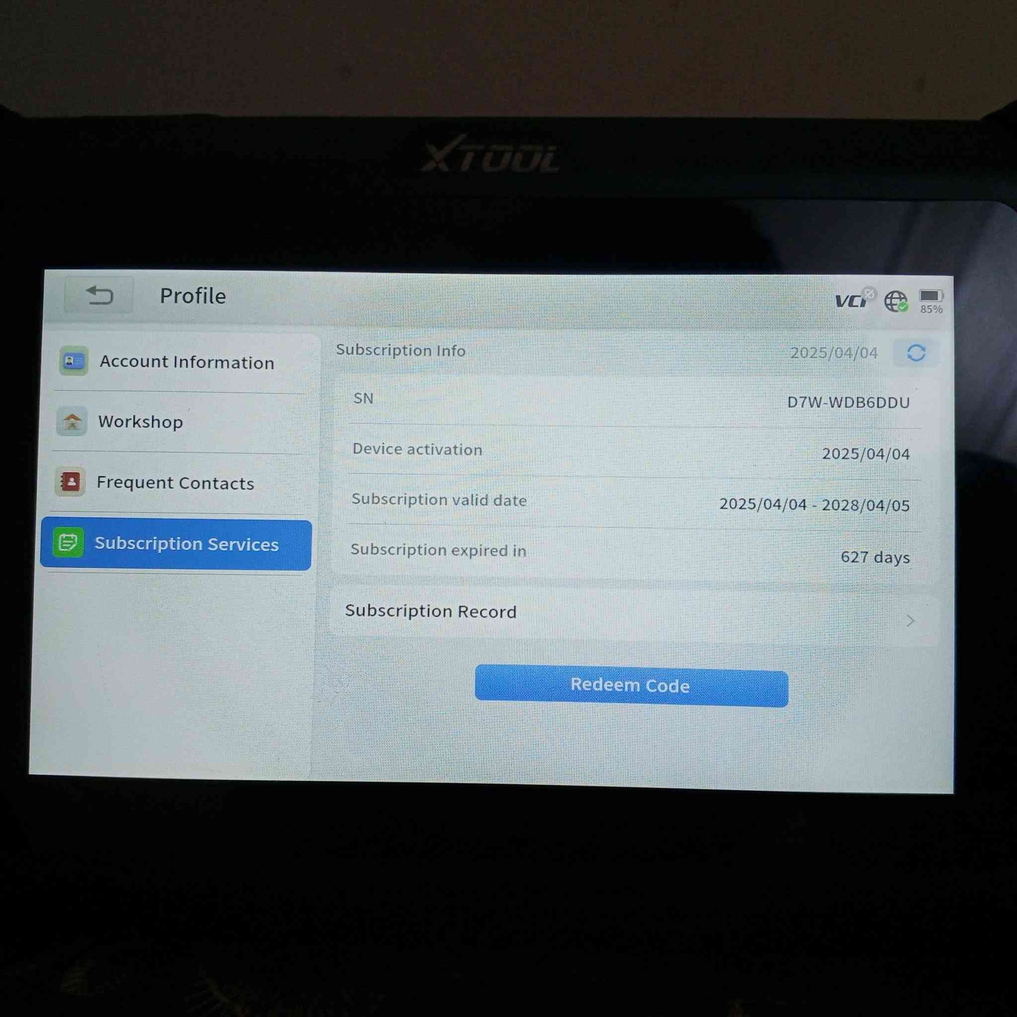 السلام عليكم جهاز xtool d7w
فيشة واي فاي سريعة بنقل البيانات 
الجهاز يدعم خصائص برمجية عديدة منها تعريب النظام لبعض السيارات الامريكية وفتح فصلة السرعة ومسح كراش الايرباك وايمو بلايزر 
الجهاز يدعم كافة انواع السيارات يدعم كان اف دي 
اشتراكه ل2028 
الجهاز ماخذه من الوكالة من اربيل كامل مع ملحقاته 
اليعجبه والي يحب يعرف تفاصيل وسعر يتصل ع رقمي ويتدلل ***********
