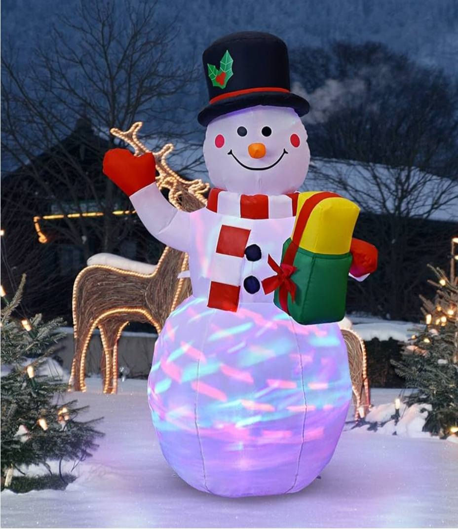 هذا المنتج عبارة عن زينة كريسماس قابلة للنفخ على شكل رجل ثلج من ماركة Costway. 
النوع: رجل ثلج قابل للنفخ بطول 5 أقدام (حوالي 1.5 متر). 
الإضاءة: يحتوي على أضواء LED ملونة مدمجة تدور لإضاءة الزينة في المساء.


**إذا كنت صاحب هذا الإعلان وتريد حذفه لأي سبب، رجاءا أرسل رسالة إلى الدعم الفني**