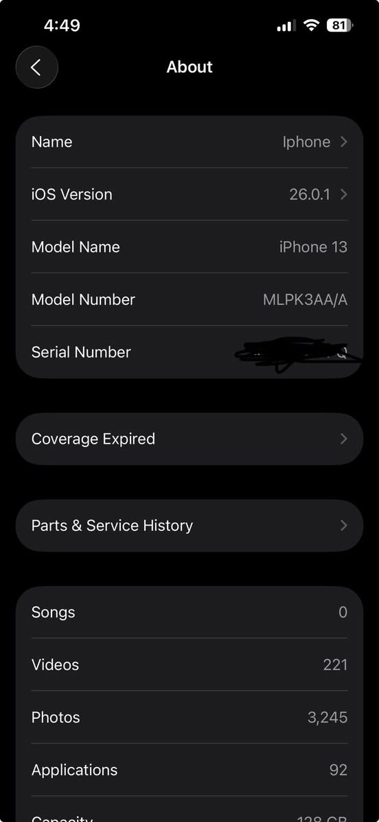 السلام عليكم
ايفون 13 عادي 

النظافة 100/100 مثل ماموضح بالصوره 

(((الصور اخذتهن من الكروب لان ماعندي جهاز اخر اصور التلفون بس نفس اللون والنظافة)))) 

ذاكره 128 غيغا

بطارية 86

شرق اوسط 

الجهاز مبدل شاشة اصلية تقره 3 خيارات  

السعر 380 الف وبي مجال بسيط 

مكاني بغداد - المنصور 

***********
