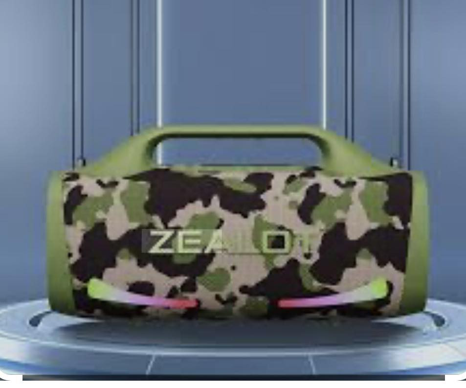 مكبر الصوت اللاسلكي المحمول Zealot S79 هو مكبر صوت خارجي قوي ومقاوم للماء بتصميم مموه. 
القوة: 100 واط.
البطارية: سعة كبيرة تبلغ 24000 مللي أمبير في الساعة.
الاتصال: تقنية بلوتوث 5.2.
الميزات: مقاوم للماء بمعيار IPX6، وإضاءة LED RGB، وجودة صوت HiFi.

البيع رقم ***********
