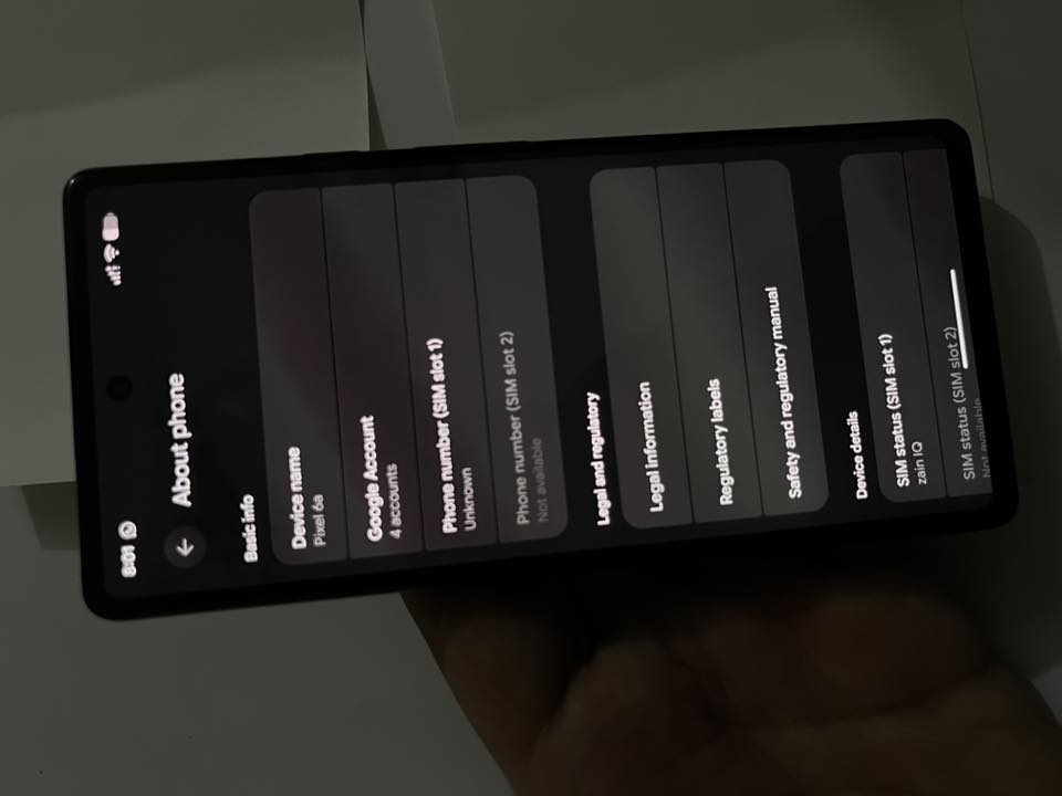 Google Pixel 6a
نظافة الجهاز 90‎%‎ 

مواصفات الكوكل معروفة او ابحث عنه 

الجهاز ممتاز و كلشي بي كامل بدون نقص 

مرات يطلع خط بالشاشة و يختفي 

ذاكرة 128/8 

السعر 125 الف قفل 

التواصل على الرقم او واتساب 

مكاني الكوت 

0789 384 3487
