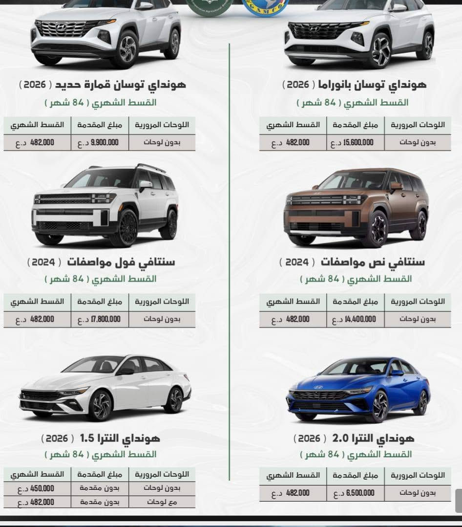 يوجد لدينا سيارات بقسط المريح كافه المحافظات استفسار ع الرقم الواتساب ***********
