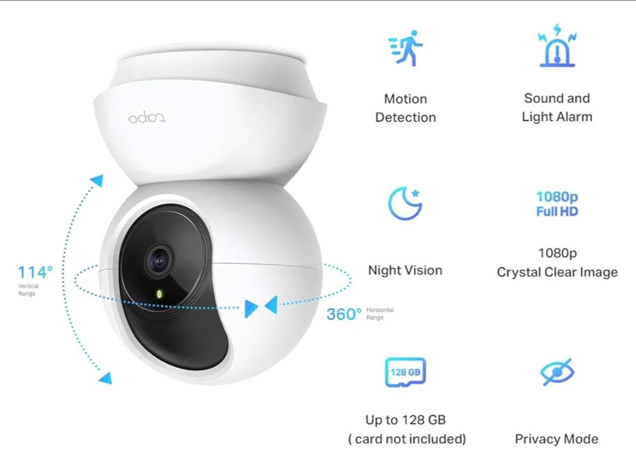 كاميرا المراقبة المنزلية TP-Link Tapo C200، هي كاميرا Wi-Fi ذكية مصممة للاستخدام الداخلي وتتميز بقدرتها على الدوران والإمالة لتغطية شاملة.

تصوير عالي الدقة 1080p Full لضمان وضوح التفاصيل.

تدعم الدوران الأفقي بزاوية 360 درجة والإمالة الرأسية بزاوية 114 درجة.

رؤية واضحة في الظلام التام.

تدعم الكشف عن الحركة، كشف الأشخاص، وتنبيهات بكاء الأطفال، مع إرسال إشعارات فورية للموبايل.

مزودة بميكروفون وسماعة مدمجين للتحدث والاستماع عبر تطبيق Tapo.

تدعم بطاقات microSD بسعة تصل إلى 512 جيجابايت.

السعر25


**إذا كنت صاحب هذا الإعلان وتريد حذفه لأي سبب، رجاءا أرسل رسالة إلى الدعم الفني**