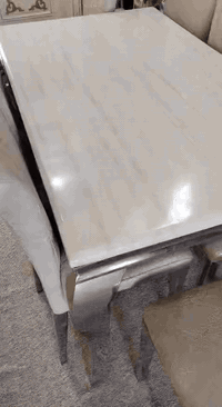 طاوله طعام السطح مرمر الثقيل والرجلين ستيل الاصلي وكراسي جلد العدد 8 قطع

السعر250 وبي مجال 
العنوان بصره معقل 
للتواصل ***********
