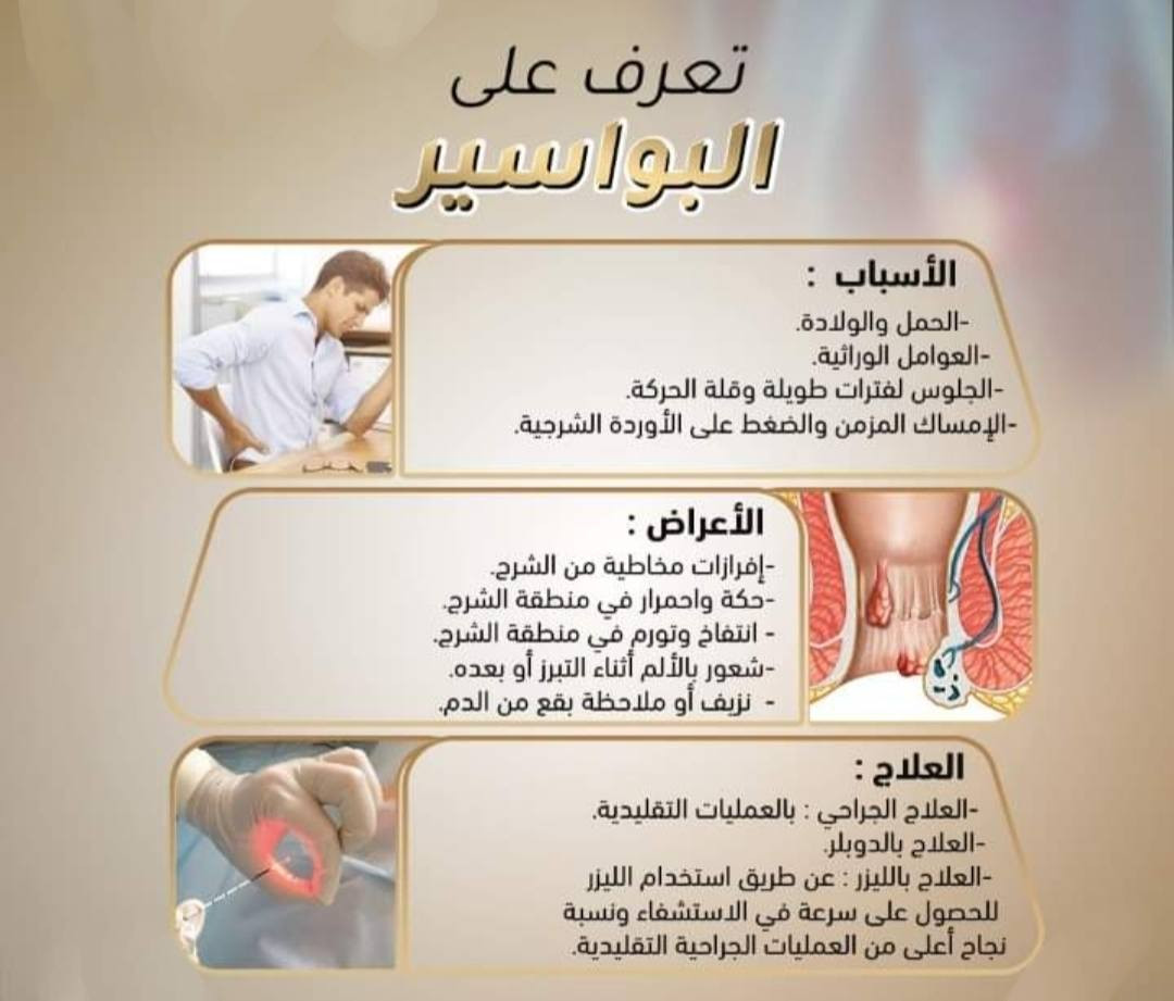 من الامراض الشائعة جدا في مجتمعنا هي تضخم البواسير الشرجية. 
المضاعفات التي قد تنشأ نتيجة لعدم علاج البواسير هي... 
النزيف
 الحكة وعدم الراحة
تكون تجلط دم في الباسور مما يسبب الألم. 
العلاج الامثل هو الاستئصال الجراحي. 

للاستفسار يمكنكم التواصل على الرقم
***********
***********
ابو غريب / النصر و السلام / شارع ٣٠ / شارع ملوكة نهاية خط الكيات مقابل مطعم زرزور مجاور صيدلية غفران سامي مجمع الرازي الطبي  

#ابوغريب
#النصروالسلام
#مجمعات
#مجمعات_طبية 
#اكسبلور_فولو
#اكسبلور
