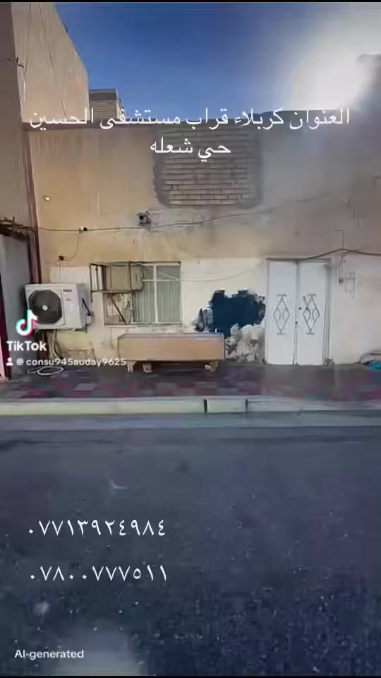 اسعد الله مساكم بكل خير عقار مميز للبيع العنوان كربلاء حي شعله قرب مستشفى الحسيني جنس عقار طابو صرف***********.   ***********
