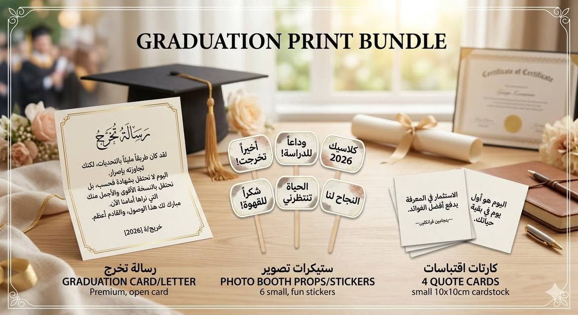 تدرون شنو يجمع الفخامة، الترتيب، والإبداع بمكان واحد؟ 🌸
بمشروعي "لَمسـة ورق "، أحول اللحظات الحلوة لذكريات تبقى للأبد! (اسحبي الصور لليسار وشوفي باقاتنا المميزة لكل مناسباتكم) ✨
✨ خدماتنا الأساسية... 
🖼️ طباعة لوحات A4 بإطارات فخمة تليق بذوقكم (تخرج، زفاف، استقبال مولود، اقتباسات، آيات قرآنية، وأسماء).
💌 باقات مطبوعات متكاملة (رسائل، ستيكرات، كارتات).
🎨 دفاتر التلوين... 
🧸 للصغار: تصميم دفاتر تلوين بصورهم الشخصية أو بشخصياتهم الكرتونية المفضلة (هدية ولا أروع!).
🧘‍♀️ للكبار: استمتعوا بوقتكم مع دفاتر تلوين خاصة بفن الماندالا، تصاميم مريحة للأعصاب.
📚 الوسائل التعليمية... 
نصمم ونطبع لأطفالكم كارتات تعليمية تفاعلية (أحرف، أرقام، أشكال، ألوان، مشاعر، أفعال، حيوانات، فواكه، وخضروات ومواصلات)، وسيلة مثالية تخلي التعليم ممتع وسهل!
كل هذا وأكثر، نشتغله بحب وبأدق التفاصيل اللي تحبوها. خلوا بصمتكم بكل مناسبة...✨ 
✨ ملاحظة بسيطة ✨ 
حتى نجهز طلباتكم بأجمل صورة وبدقة عالية، وقت تنفيذ التصميم يستغرق من يومين إلى ثلاثة أيام.
📥 للطلب والاستفسار راسلونا عالخاص، وتدللون! 💌
#لَمسة_ورق #حديثة #إكسبلورر #طباعة_لوحات #اكسبلور_فولو_للبيج


**إذا كنت صاحب هذا الإعلان وتريد حذفه لأي سبب، رجاءا أرسل رسالة إلى الدعم الفني**