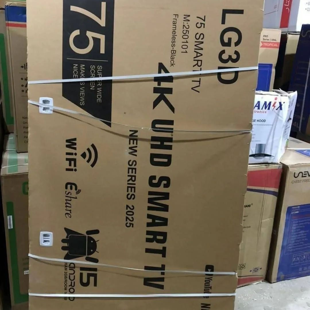 شاشات LG فول انترنيت ناطق ماوس
تخفيضات .. تخفيضات . فقط بسعر 119 الف
شاشة سمارت انترنيت حجم 32 بدون اطار 4k حقيقي
توفرت لدينا فقط شاشة حجم 100 العملاقة جدا
احجز الان شاشتك المفضلة والتوصيل 🚛 🏠
للمنزل والدفع بعد الفحص والاستلام 
***********
مع ضمان حقيقي يصل الى ثلاث سنوات وخدمات هندسية مابعد البيع مجانية
متوفر جميع الشاشات شركات معتمدة وشرط استلام وصل الضمان من المندوب مع المنتج
حجم 32 دقة 4k سمارت فول نت اندرويد 119 الف 
حجم 43 دقة 4k سمارت فول نت اندرويد 190 الف
حجم 50 دقة 4k سمارت فول نت اندرويد 270 الف
حجم 55 دقة 4k سمارت فول نت اندرويد 310 الف
حجم 65 دقة 4k سمارت فول نت اندرويد 445 الف
حجم 70 دقة 4k سمارت فول نت اندرويد 520 الف
حجم 75 دقة 4k سمارت فول نت اندرويد 610 الف
حجم 85 دقة 4k سمارت فول نت اندرويد 840 الف
حجم 100 دقة 4k سمارت فول نت بمليون و550 الف
مواصفات الشاشات 
سمارت فول انترنيت نظام اندرويد آخر اصدار 
نظام واي فاي , تكنيك مباشرة على شبكة الانترنيت , 
تحميل كافة التطبيقات الذكية ( الفيس بوك , يوتيوب , انستعرام , تيك توك... الخ ) 
فتح كافة تطبيقات القنوات المشفرة (سينمانا , شاهد نت , نتفلكس .... وجميع التطبيقات الاخرى )
العنوان بغداد الكرادة تقاطع المسبح شارع المسرح الوطني
للحجز والاستفسار مراسلة الصفحة او الاتصال
***********
