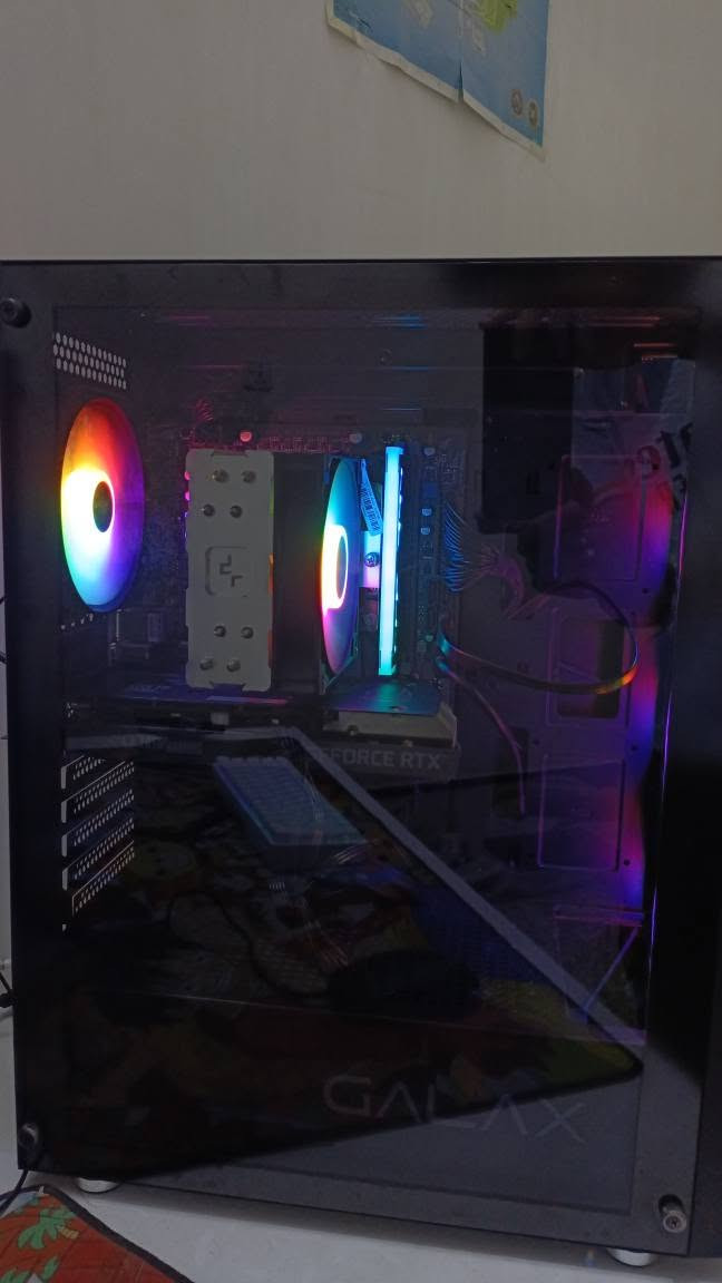 السلام عليكم بدون كرت 
CPU I5-12400F
PSU 650W 
RAM 16GB 3600mhz black wolf ddr4قطعه وحده 
Motherboard gigabyte h610m s2
 ddr4
SSD 1tb 
مبرد هوائي من شركه deepcool 
Case Galax Black 
شاشه AOC 100hz 27B1H2 
كراتين القطع ما موجوده للاسف 
توصيل متوفر لكل العراق كل القطع استخدام قليل الفلوجة, الأنبار


**إذا كنت صاحب هذا الإعلان وتريد حذفه لأي سبب، رجاءا أرسل رسالة إلى الدعم الفني**