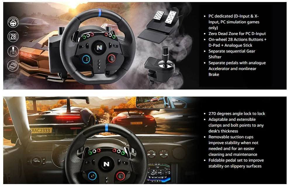 للبيع دركسون ألعاب السيارات
✔️ يدعم PC – PS3 – PS4 – Xbox One
✔️ دوران 270°
✔️ فيبريشن (Rumble Dual Motors)
✔️ دواسات + قير يدوي + بدالات خلفية
✔️ كيبل USB طول 2m
✔️ يثبت بـ 4 سكشنات قوية
✔️ جديد غير مستخدم 100% ✅

السعر 90 الف 
للاستفسار ***********
