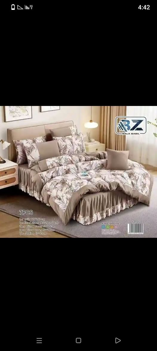 لحاف ديباج نفرين يحتوي ٧ قطع ... 
قياس 220x240 
قياس كفر 180x200 
وجه مخدة 50x70 
وجه كوشه 40x40 
  السعر....
ب45 ألف فقط
متوفر توصيل داخل سوق الشيوخ الفين وناصريه 5 آلاف


**إذا كنت صاحب هذا الإعلان وتريد حذفه لأي سبب، رجاءا أرسل رسالة إلى الدعم الفني**