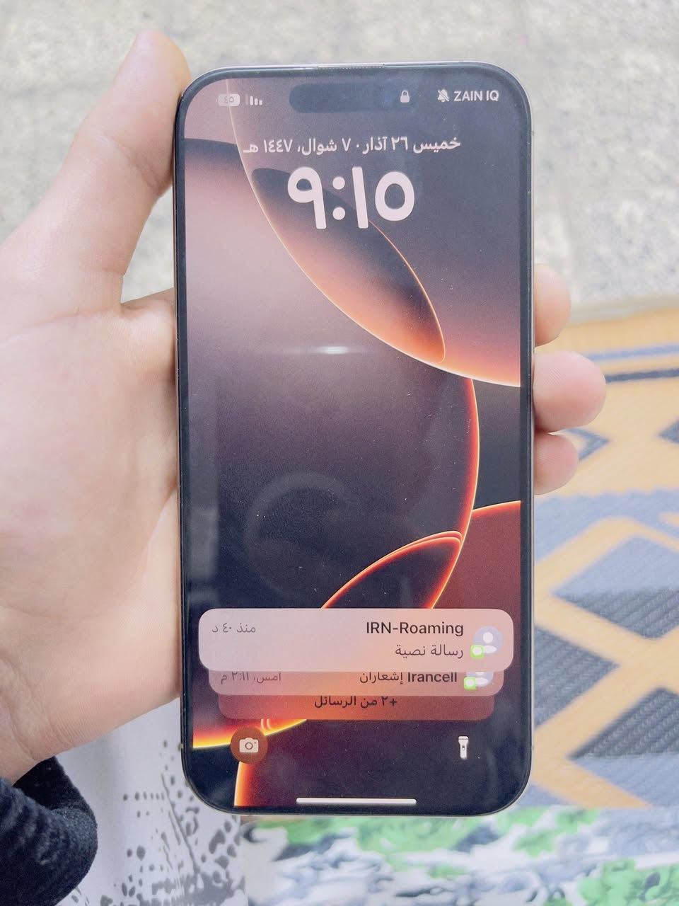 سلام عليكم ايفون16pro Maxشرق اوسط ماستر مشحون 22بطاريه100جديد كلشي ما مبدل***********كامل ملحقات
