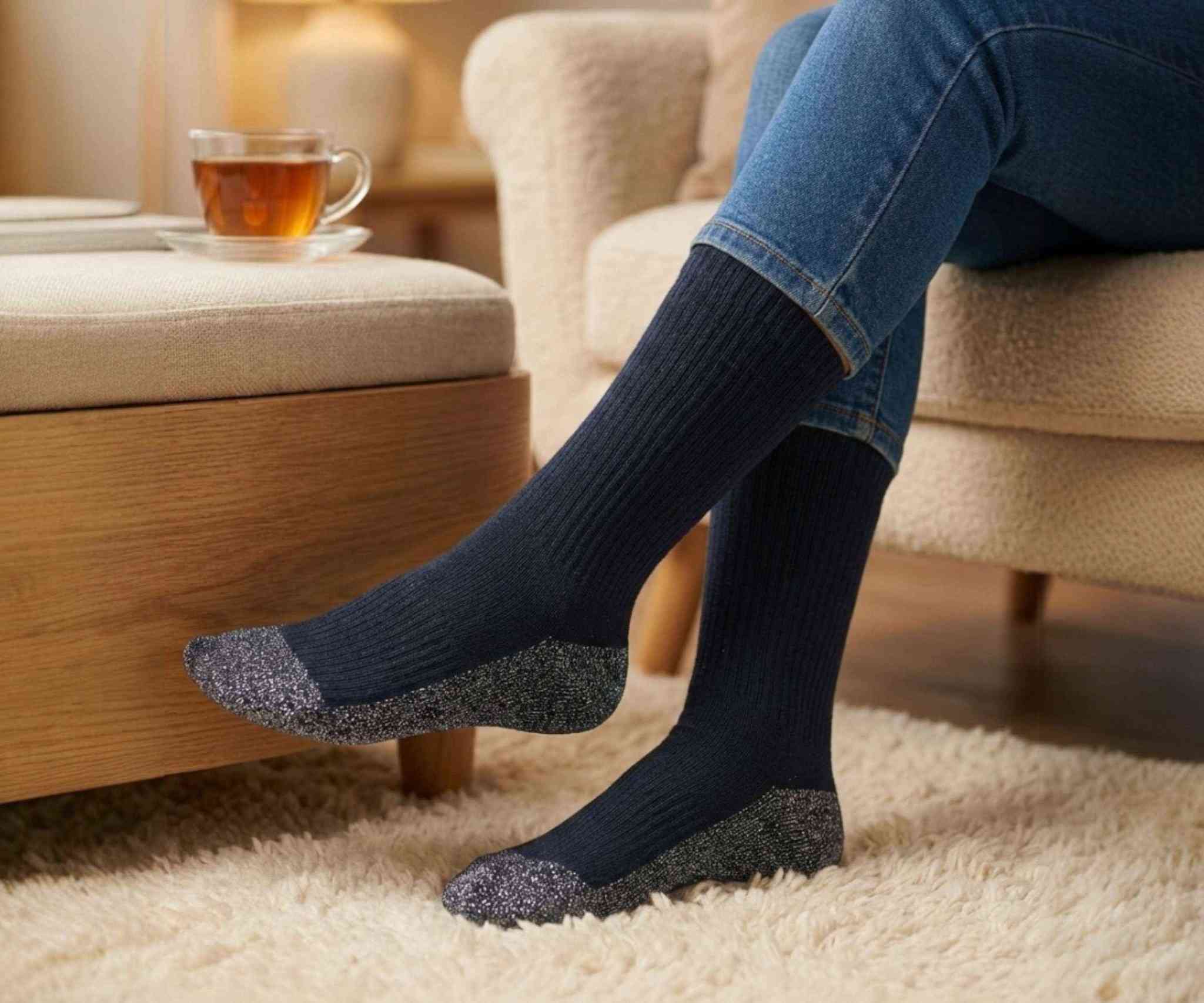 الاستخدامات

مخصصة لمرضى السكري الذين يعانون من سخونة القدمين أو الشعور بالحرارة الزائدة

تساعد على تهدئة القدم أثناء النوم أو الجلوس لفترات طويلة

مناسبة للاستخدام اليومي داخل المنزل أو مع الأحذية المريحة

تقلل الإحساس بالانزعاج الناتج عن ارتفاع حرارة القدم

مناسبة لكبار السن والأشخاص ذوي الحساسية العالية في القدمين

المميزات

تصميم خاص لسحب وتوزيع الحرارة من باطن القدم

منطقة باطن القدم والكعب مصنوعة بخامة مختلفة ذات نسيج خاص للمساعدة على امتصاص الحرارة

خامة قطنية مرنة ومريحة لا تضغط على القدم

بدون مطاط ضاغط، مناسبة لمرضى السكري والدورة الدموية الحساسة

تسمح بتهوية جيدة للقدم وتقلل التعرق

ناعمة على الجلد ولا تسبب تهيجًا

تصميم عملي بطول مناسب يغطي القدم والكاحل

لون داكن عملي لا يظهر عليه الاتساخ بسهولة

قابلة للغسل وإعادة الاستخدام بغداد, العراق


**إذا كنت صاحب هذا الإعلان وتريد حذفه لأي سبب، رجاءا أرسل رسالة إلى الدعم الفني**