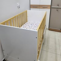 سرير طفل ١٢٠×٦٠ • خشب أصلي ثقيل • القاهرة