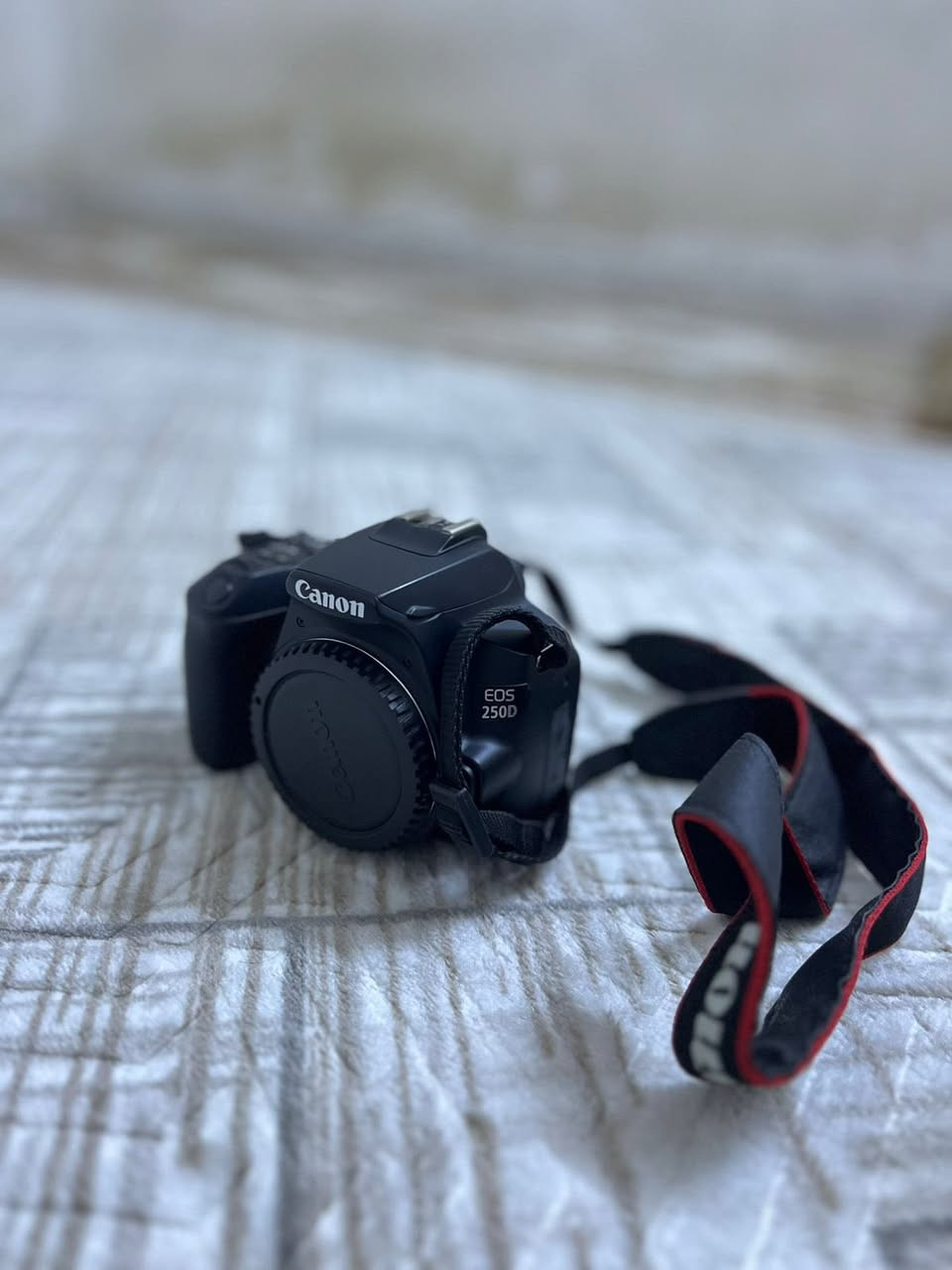 كانون  استعمال قليل جداً بعدها كارتون اي استفسار ما متواجد فيس
250 D 
ملحقات 
رامات اثنين 
وعدسة ثانية 50mm 
وتوصالة للحاسبة 
 وشاحنة للبطارية 
واستاند للتصوير 

واتساب/ 
***********
