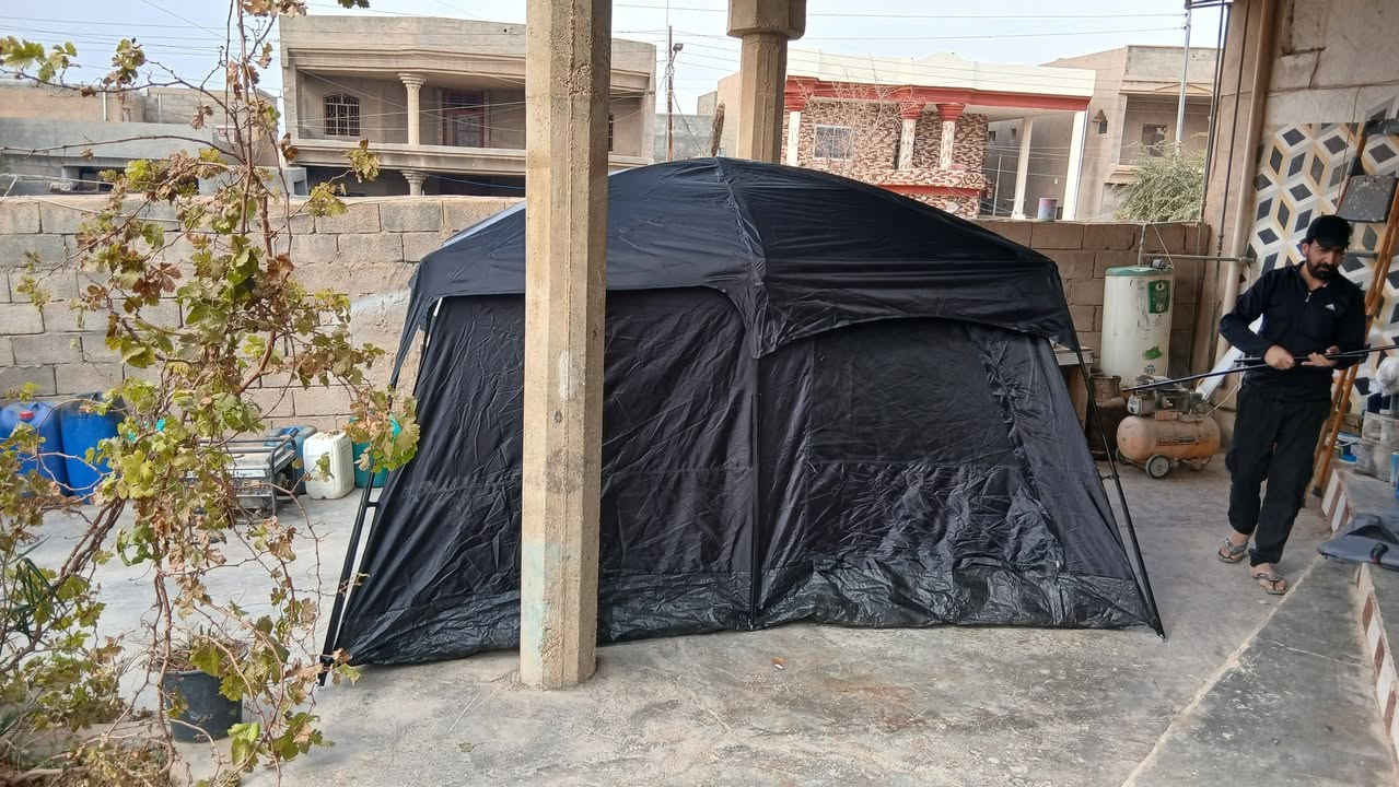 السلام عليكم
يوجد خيم انواع واحجام
خيمة الطول 3.8
والعرض 2.5
السعر 100 الف الاتصال على الرقم *********** او ***********
