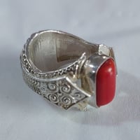 مرجان تونسي • خاتم مرجان • محابس • صياغة يدوية • مرجان طبيعي • قياس 18...