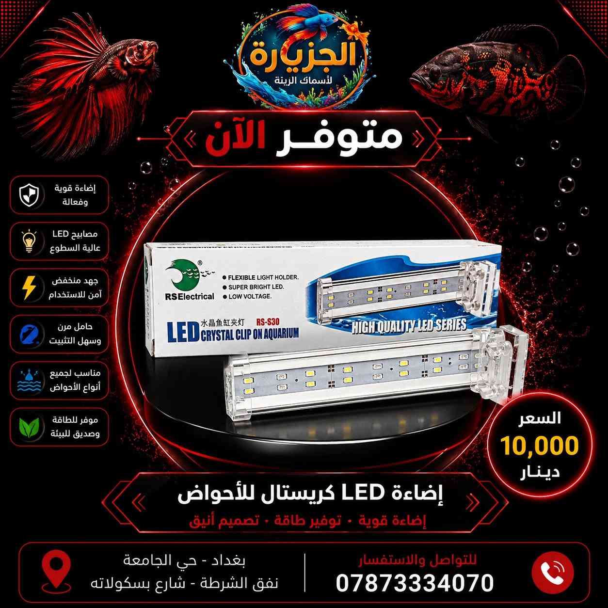 🔥 اطلب وانت بمكانك! 🔥
🚚 توصيل داخل بغداد بـ 5,000 دينار فقط
📦 توصيل لجميع المحافظات بـ 6,000 دينار فقط
✅ تغليف آمن
✅ شحن سريع
✅ استلام مضمون
📞 ***********
📍 معرض الجزيرة لأسماك الزينة - بغداد حي الجامعة نفق الشرطة شارع بسكولاتة.

#CoraFeed

