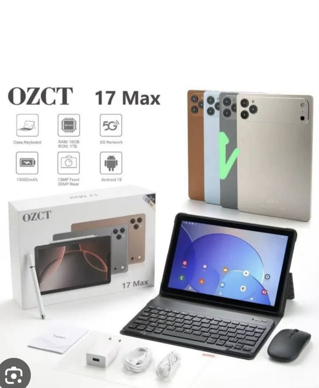 توفر ايباد ozct 17max اوربي اصلي جديد
ذاكره 1 تيرا (1024كيكا) 
العشوائيه 16
يدعم السم كارت
حجم شاشه 10.1انج
الملحقات  الكارتون،  ماوس +كيبورد +شاحنه +هيتفون +قلم لمس🔥 +حافظه دفترية


**إذا كنت صاحب هذا الإعلان وتريد حذفه لأي سبب، رجاءا أرسل رسالة إلى الدعم الفني**