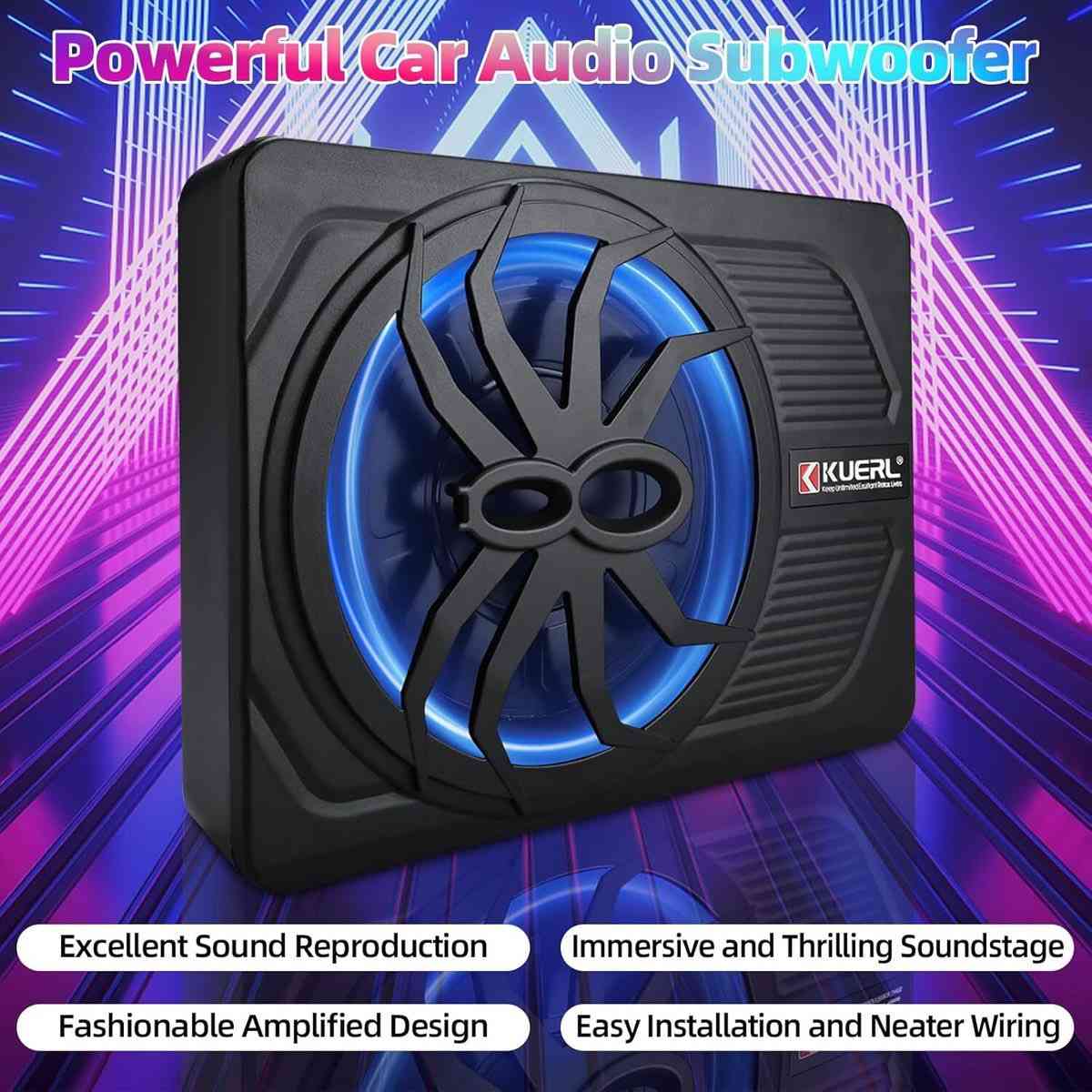 هذا المنتج هو مضخم صوت للسيارة (Subwoofer) نحيف مقاس 10 بوصة من نوع Kuerl، مصمم ليتم تركيبه تحت المقعد. 
القدرة: يصل إلى 800 واط كحد أقصى، مع قدرة RMS تبلغ 220 واط لتوفير صوت جهير (Bass) قوي. 
المميزات: يحتوي على مضخم صوت (Amplifier) مدمج، ويتميز بإضاءة LED محيطية ملونة. 
التصميم: تصميم نحيف بسمك 2.6 بوصة تقريبًا لتوفير المساحة داخل السيارة. 
السعر المذكور: 100 الف مع التوصيل.


**إذا كنت صاحب هذا الإعلان وتريد حذفه لأي سبب، رجاءا أرسل رسالة إلى الدعم الفني**