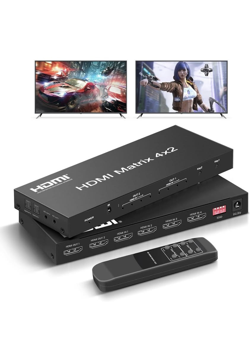 تحكم بشاشاتك وأجهزتك بكل سهولة واحترافية! 📺✨
وصل الآن محول وموزع HDMI 4x2 Matrix الأقوى والأكثر عملية. اربط 4 أجهزة مختلفة واعرضها على شاشتين في نفس الوقت بكل سلاسة! 🎮💻
أهم المميزات:
 ✅ دقة خرافية: يدعم 4K Ultra HD و 3D 1080P لأفضل تجربة مشاهدة.
 ✅ مداخل ومخارج متعددة: 4 مداخل HDMI ومخرجين.
 ✅ صوت نقي: يحتوي على مخرج صوت بصري (Optical) ومخرج 3.5 ملم مع ميزة استخراج الصوت (EDID).
 ✅ تحكم مريح: يأتي مع ريموت كنترول (IR) للتحكم عن بعد وأنت في مكانك.
مثالي لأجهزة الألعاب، كاميرات المراقبة، قاعات الاجتماعات، والمسرح المنزلي! 🎬🔥
متوفر الآن! للطلب أو الاستفسار، راسلنا على رسائل الصفحة 📩 أو اترك تعليقاً وسنتواصل معك.
#HDMI #تكنولوجيا #شاشات #مسرح_منزلي #إلكترونيات #عروض


**إذا كنت صاحب هذا الإعلان وتريد حذفه لأي سبب، رجاءا أرسل رسالة إلى الدعم الفني**