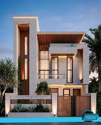 تصميم واجهة فيلا سكنية بنمط المودرن  على أرض بمساحة (240m) للاستفسار و...