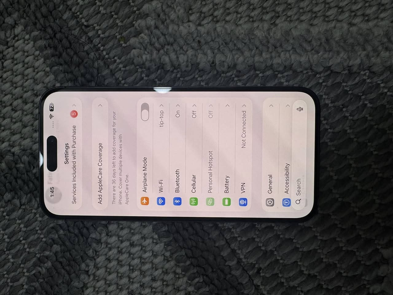 السلام عليكم
متوفر ايفون 14 برو ماكس للبيع ( البطارية 89‎%‎ نفس ما واضح بالصورة ) و الجهاز جدا نظيف وكلشي واضح بالصورة مابي شخط او كسر والخ…، 
للبيع هو وغراضه فقط واير شحن مابي، وما مبدل اي قطعة بي
السعر قفل 900 الف   
مكاني الديوانية المركز
الشراي : ***********
