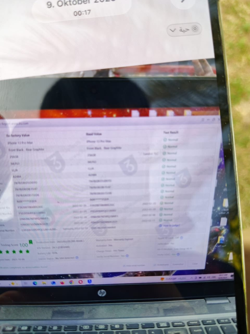 ايفون 13برو ماكس نموذج mالمبايل ما مفتوح ولا ملعوب بي او ولا قطعه مبدله او الله شاهد استعمال قليل جنت ضامه الذاكره 256 بطاريه 95وارد امريكي او اتروح الي ابو مكتب اني اوياك اذا طلع امبدل بي شي تاخذه ابلاش  
ملحقاته كفر او واقيه او الكورتون مالته
فقط اليريده يتفضل خاص او ***********هاه رقمي موجود بابل
