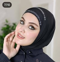 حجاب الاميرة فيزون اسود • ستراس فضي • سوك الزهراء