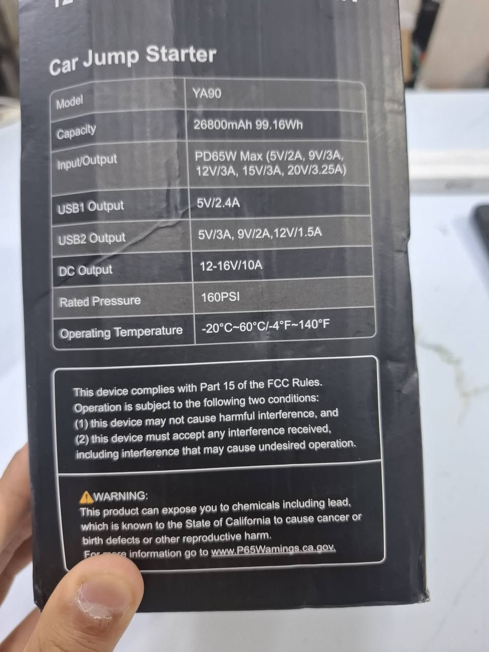 المنقذ الذكي لسيارتك! 🚗⚡
​جهاز الطوارئ المتكامل (YaberAuto YA90) – الحل الشامل لكل مشاويرك وطلعاتك.
​✨ جديد تماماً بالحقيبة الفخمة وكامل ملحقاته.
​⚡ جامب ستارت: لتشغيل بطارية السيارة الميتة فوراً وبأمان.
​🔋 باور بانك عملاق: بسعة 26800mAh وشحن سريع بقوة PD65W للموبايل واللابتوب.
​💨 منفاخ إطارات ذكي: بقوة 160PSI ونفخ تلقائي مع شاشة ديجيتال واضحة.
​💡 كشاف LED: إضاءة قوية جداً للطوارئ والتصليح الليلي.
​📞 للاستفسار مراسلة خاص أو الاتصال: ***********
