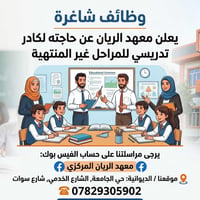 #وظائف شاغره المعهد بحاجة الى كادر تدريسي للمرحلة الابتدائية  يرجى مرا...