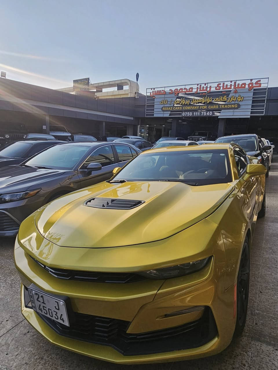 كامارو موديل ٢٠٢٤  لون ذهبي
٦سلندر
٢قتع صبخ
ماشي ٢ الف
رقم سليمانيه /مكان سياره سليمانيه
***********
