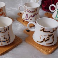 رسم على الزجاج • فنجان قهوة خشبي • الموصل الميدان