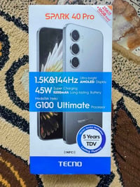 تكنو سبارك 40 برو  ذاكره 256 عشوائية 8 بطارية 5200 ملحقات كامله جهاز م...