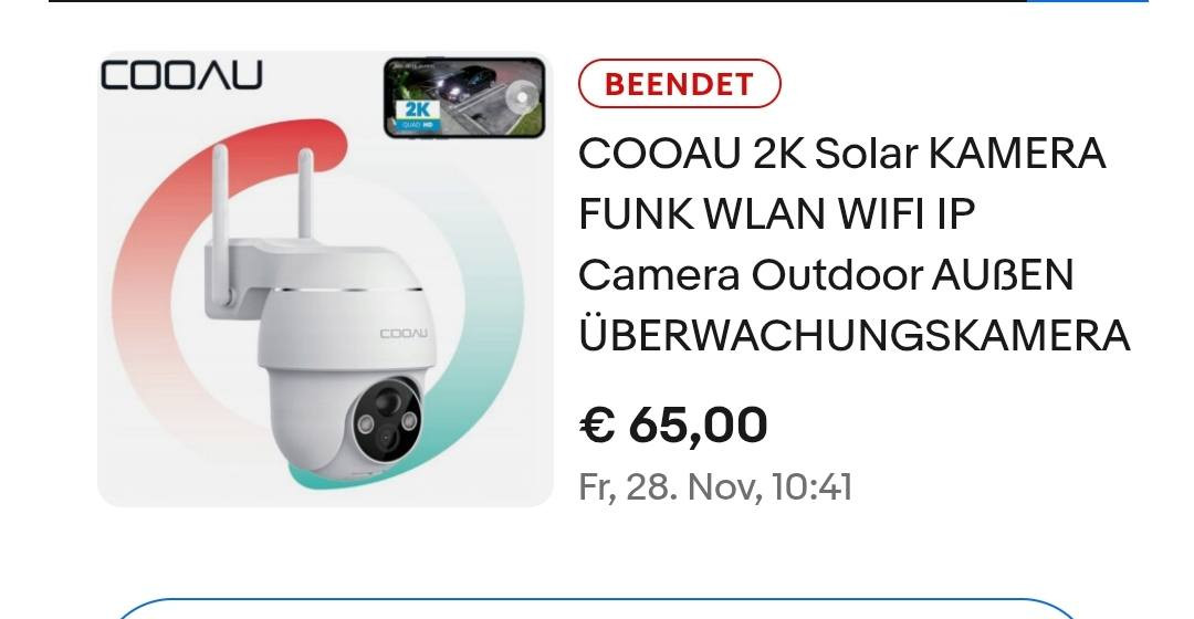 كامرة عملاقة تعمل على البطارية اضافة للشحن لوك ما مفتوحة 
هذه كاميرا مراقبة أمنية تعمل بالبطارية من العلامة التجارية COOAU. 
دقة الفيديو: دقة عالية تصل إلى 2K أو 4MP لصور واضحة. 
الرؤية الليلية: تدعم الرؤية الليلية الملونة للتصوير في الظلام. 
التحكم والحركة: إمكانية الدوران والإمالة (Pan-Tilt) لتغطية زوايا واسعة (360 درجة). 
التوصيل والميزات: تعمل عبر الواي فاي (WiFi)، وتدعم كشف الحركة، ومقاومة للماء. 
٤٠ الف دينار


**إذا كنت صاحب هذا الإعلان وتريد حذفه لأي سبب، رجاءا أرسل رسالة إلى الدعم الفني**