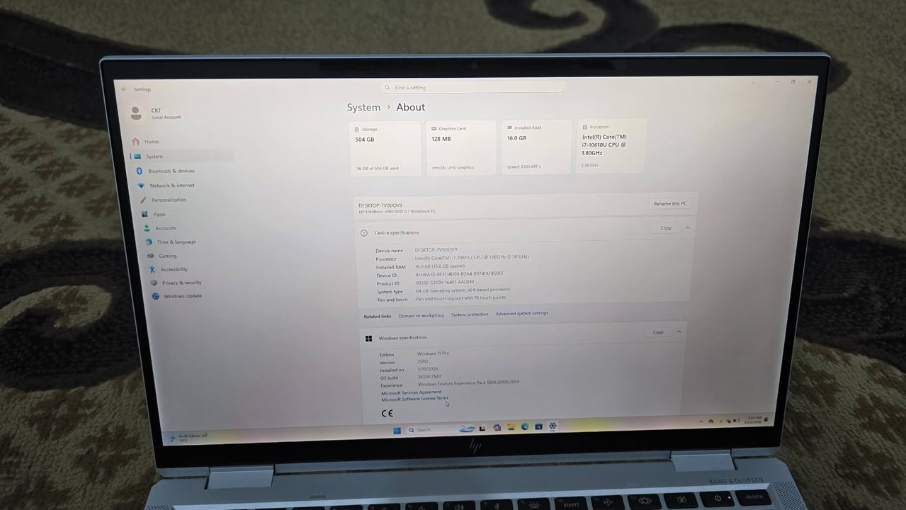 السلام عليكم لابتوب للبيع
Hp elitebook x360 1040 G7
I7 10610U
Ram 16gb
512gb ssd
لابتوب خفيف بدون شاحنة  يشحن tyb C 
وندوز مفعل 
450 الف


**إذا كنت صاحب هذا الإعلان وتريد حذفه لأي سبب، رجاءا أرسل رسالة إلى الدعم الفني**