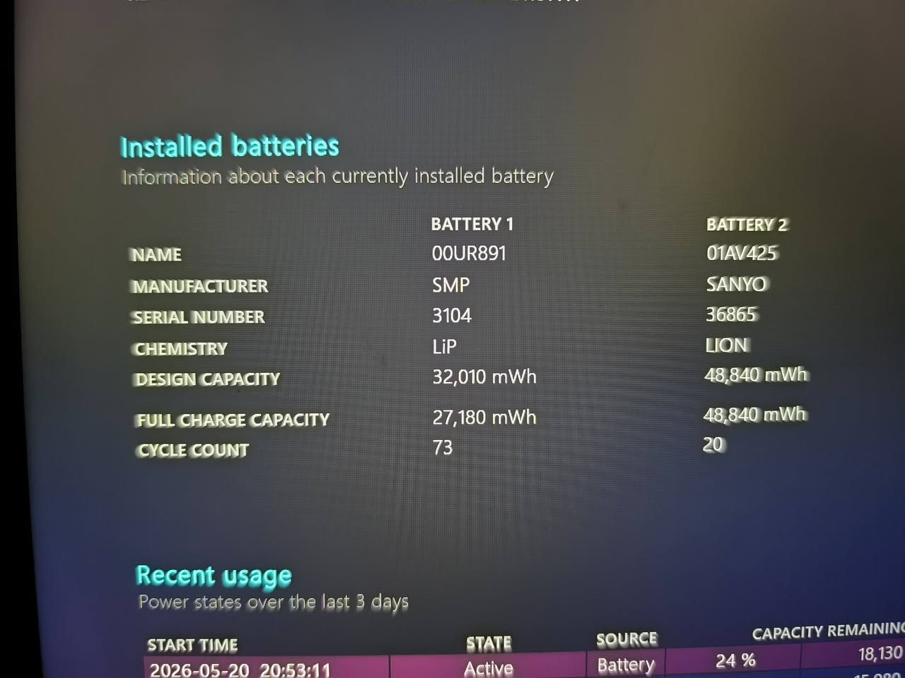 لاپتۆپ: Lenovo ThinkPad T580 (تایبەتمەندی بەرز).
​پڕۆسێسەر: Core i7 (نەوەی هەشتەم).
​ڕام و هارد: 16GB RAM / 512GB SSD.
​گرافیک: 2GB جیاواز (Dedicated).
​پاتری: دوو پاتری بە تەندروستی زۆر باش (یەکێکیان 100%).
​چارجەر: 65W ئەسڵی.  
نرخ:310 دۆلار قفڵ


**إذا كنت صاحب هذا الإعلان وتريد حذفه لأي سبب، رجاءا أرسل رسالة إلى الدعم الفني**