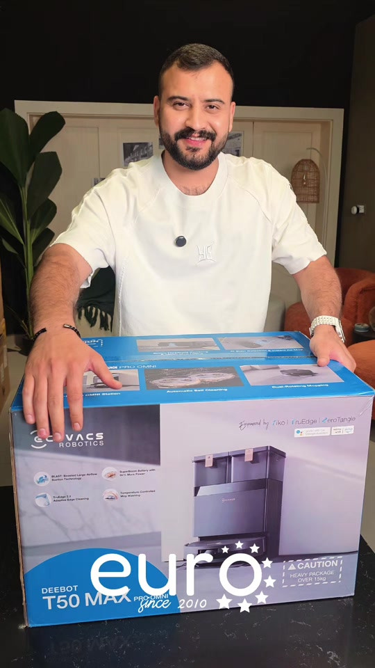 روبوت ECOVACS DEEBOT T50 MAX PRO OMNI  مواصفات • قوة شفط: 18500Pa قوية جداً للسجاد والشعر والغبار  • بطارية: 6400mAh • وقت تشغيل: يوصل تقريباً 3 ساعات وربع حسب الوضعية  • رفع المماسح: يرفع الموب 18mm حتى ما يبلل السجاد  • نظام منع تشابك الشعر: ZeroTangle 2.0 ممتاز للشعر الطويل وشعر الحيوانات  • تنظيف الحواف والزوايا: TruEdge 2.0 حتى يوصل للحواف بدقة  • ملاحة وذكاء:  ◦ LiDAR ◦ كاميرا AI ◦ AIVI 3D 3.0 لتجنب العوائق والأسلاك  • محطة OMNI تسوي:  ◦ تفريغ أوساخ تلقائي ◦ غسل الموبات ◦ تنشيف هواء حار ◦ إضافة منظف تلقائي  • حرارة غسل الموبات: من 40 إلى 75 درجة • تنشيف هواء حار: تقريباً 63-65 درجة • الارتفاع: تقريباً 9.8 سم • يدعم مساعد صوتي YIKO والتحكم من التطبيق. الضمان 2 سنة من شركة بلاد الأخاء مع توفير كل المواد الاحتياطية  متوفرة الان تكدرون تطلبوها اونلاين او زورونا عنواننا بغداد_الأعظمية_شارع عمر بن عبد العزيز   متواجدين طيلة أيام الأسبوع من ساعة 12 ظهراً الى 12 ليلاً ما عدا يوم الجمعة من ساعة 4 عصراً الى 12ليلاً للاستفسار يرجى مراسلة البيج او الاتصال على الارقام    *********** / مركز المبيعات  *********** / خدمة الزبائن  #عبدالله_يورو 

