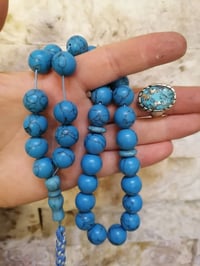 محبس فضة 925 • فيروز نيشابوري • سبحة ٣٣ خرزة