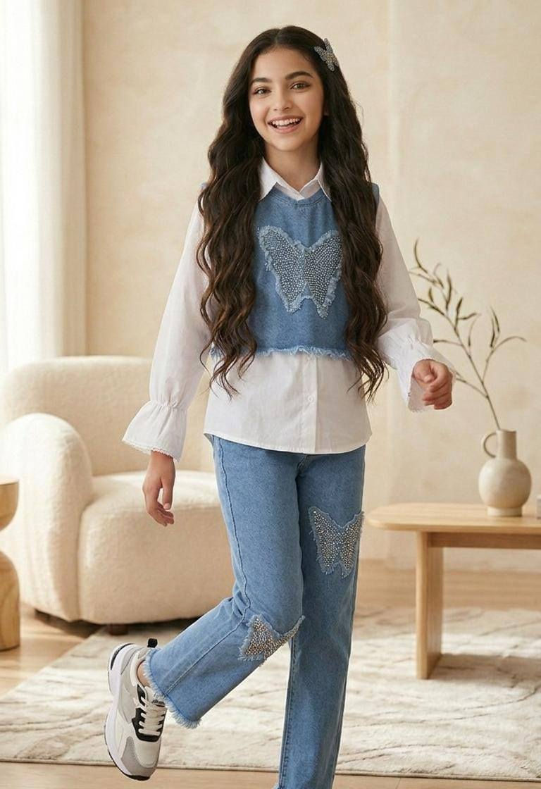 🦋 كشخة العيد كملت ويا "فراشة الأناقة"! 🦋
​لأن بنوتج تستاهل تبرز بأحلى إطلالة بيوم العيد، وفرنالكم أرقى بدلة بناتي تجمع بين النزاكة والعصرية.. التصميم اللي راح يخلي الكل يسألج "منين جبتيها؟"
​✨ تفاصيل الطقم:
​القميص: باللون الأبيض الملكي مع ردن "كلوش" ونهايات مطرزة تطي نزاكة خيالية.
​الصدرية (الفيست): جينز ثلجي بتصميم "كروب" عصري، يتوسطه فراشة مرصعة بالفصوص البراقة مع أطراف "شراشيب" مودرن.
​البنطلون: جينز مريح جداً، مكمل بنفس لمسة الفراشات البراقة ليكون الطقم متناسق ١٠٠٪.
​الهدية: متوفر ويا الطقم قراصة شعر (ماشات) على شكل فراشة حتى تكمل الكشخة!
​💰 السعر والمزايا:
​السعر: فقط 20,000 ألف دينار (وبي مجال وتدللون، ما نختلف وياكم!)
​التوصيل: متوفر خدمة توصيل سريعة لكل مكان.
​📍 العنوان: ديالى - جلولاء
📞 للحجز والاستفسار واتساب أو اتصال: ***********
​سارعي بالحجز قبل نفاذ الكمية، العيد قرب والجمال ما ينتظر! 🏃‍♀️💨
