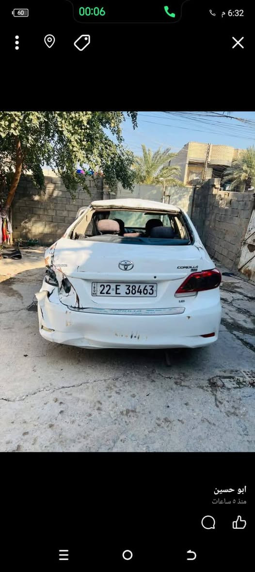 سلام عليكم اخوان للبيع كورلا موديل 2013 رقم اربيل دولي بسمي اخوان سياره تعرضت لحادث صفحه السايق كما موضح بلصور ابيع على حادثهه سياره شغاله مكاني بغداد سعر والاستفسار على الرقم ***********
