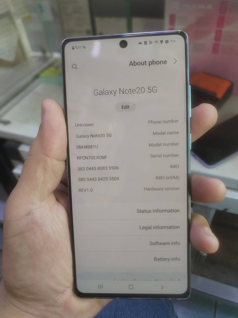 سامسونك نوت 20 5G
نظافه 100/60
 بدون ملحقات
بي ***********شخط بالشاشه وليس كسر اسفل الشاشه
السعر 200 قفل
كربلاء باب طويريج مكتب بركة الحسين للموبايل
***********
