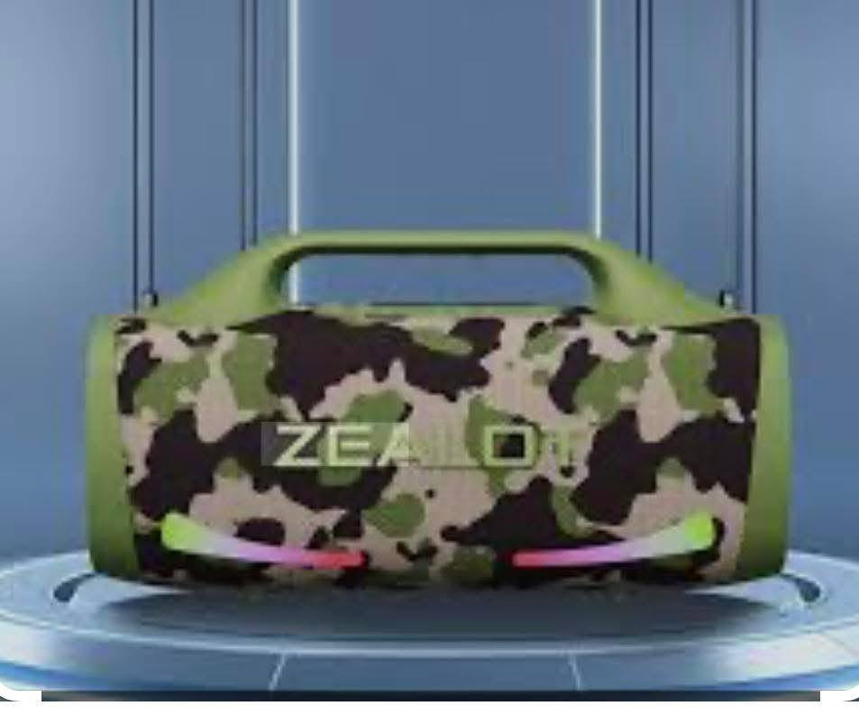 مكبر الصوت اللاسلكي المحمول Zealot S79 هو مكبر صوت خارجي قوي ومقاوم للماء بتصميم مموه. 
القوة: 100 واط.
البطارية: سعة كبيرة تبلغ 24000 مللي أمبير في الساعة.
الاتصال: تقنية بلوتوث 5.2.
الميزات: مقاوم للماء بمعيار IPX6، وإضاءة LED RGB، وجودة صوت HiFi.

البيع رقم ***********
