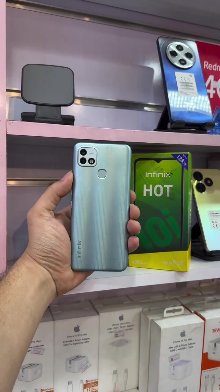 HOT 10 i
ذاكره 128 
بطاريه 6000
استعمال نضيف 
ما مفتوح الجهاز 
العنوان النجف حي السلام شارع ابو الدجاج مجاور مجمع اطفال ديما ***********
