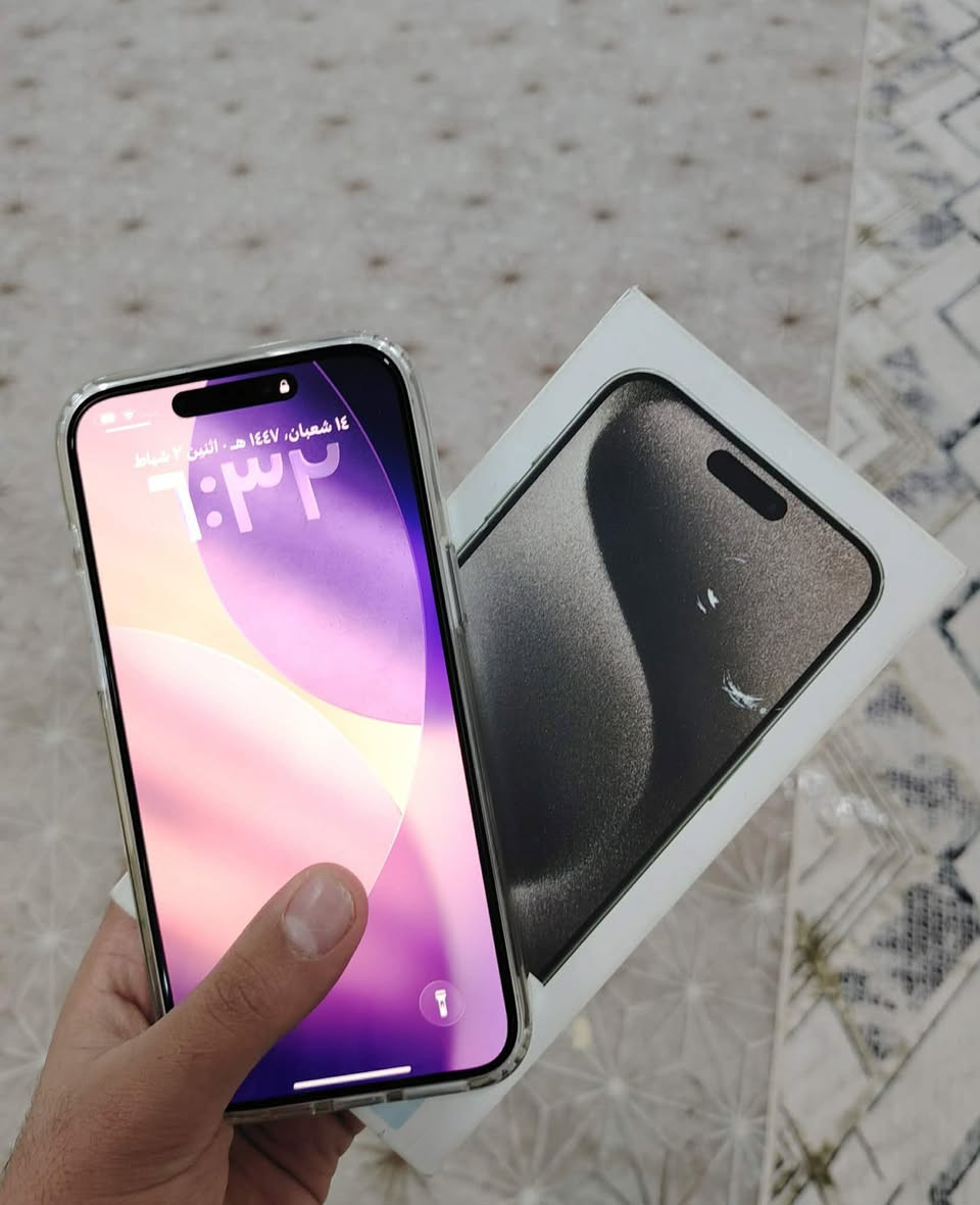 سلام عليكم آيفون 15برو ماكس البطاريه 91 تقرا ب الحاسبه 92 جهاز نضيف نفس ما تشوفون السعر مليون 125 مكان النجف الرقم ***********
