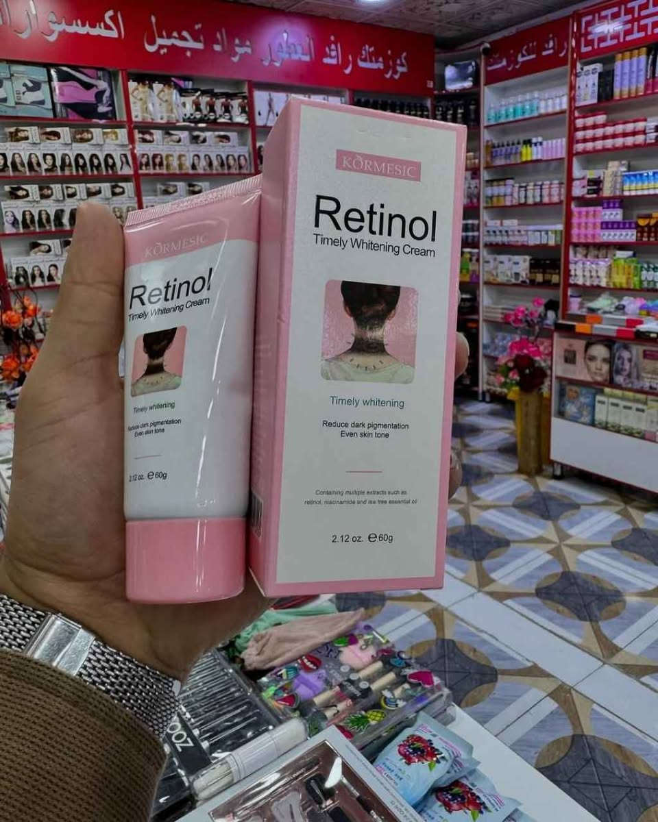 ✨  KÖRMESIC Retinol Timely Whitening Cream ✨🇰🇷💯 
(الترند كريم الريتينول للتفتيح الفوري) 
كريم للعناية بالبشرة مصمم خصيصاً لـ تقليل التصبغات الداكنة وتوحيد لون الجلد، وتحديداً في المناطق المعرضة للاسمرار مثل الرقبة، الإبطين، والمناطق الحساسة. 

✅ الفوائد الأساسية:-
✔️ يعمل على تقليل مظهر التصبغات الداكنة وتوحيد لون البشرة في المناطق المعرضة للاسمرار مثل الرقبة والإبطين.
✔️ يحتوي على الريتينول للمساعدة في تجديد خلايا البشرة وتحسين ملمسها.
✔️ مدعم بالنياسيناميد للمساهمة في توحيد لون البشرة وتقليل مظهر البقع الداكنة. 
✔️ يحتوي على زيت شجرة الشاي للمساعدة في تهدئة 
السعر  خاص
🚘 يوجد خدمة توصيل لجميع محافظات العراق القائم, الأنبار


**إذا كنت صاحب هذا الإعلان وتريد حذفه لأي سبب، رجاءا أرسل رسالة إلى الدعم الفني**