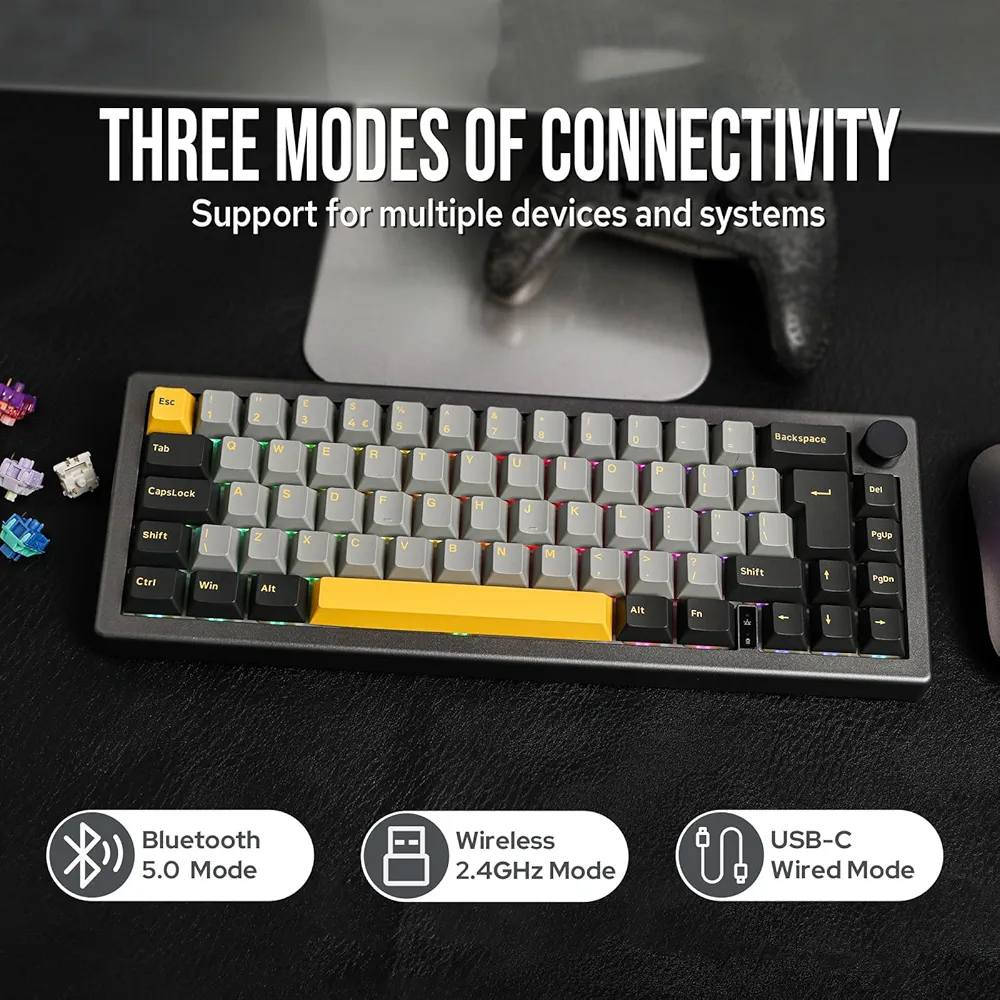 كيبورد ميكانيكي RGB وايرلس EPOMAKER EK68
السعر 75,000 دينار فقط 🔥

⌨️ تصميم Gasket Mount احترافي يمنحك صوت أنظف وإحساس كتابة أنعم من أنظمة التثبيت التقليدية، مما يقلل تعب اليد أثناء الاستخدام الطويل سواء للألعاب أو الطباعة.
🔋 ثلاثة أوضاع اتصال تدعم Bluetooth 5.0 و2.4GHz اللاسلكي إضافة إلى كابل USB-C، مع بطارية قوية 3000mAh لتجربة مرنة وسريعة بدون تأخير وسهولة تبديل بين الأجهزة.
🎮 حجم 65% مدمج (66 زر + مقبض تحكم) تصميم عملي يوفر المساحة مع الحفاظ على أهم الوظائف، خفيف وسهل الحمل ومناسب لجلسات اللعب الطويلة مع إضاءة RGB جذابة قابلة للتخصيص.
🔧 مفاتيح Hot-Swap وN-Key Rollover كامل يمكنك تغيير السويتشات بسهولة بدون لحام ومتوافق مع أغلب مفاتيح MX مثل Cherry وGateron وغيرها، مع تسجيل ضغطات دقيقة حتى عند الضغط على عدة أزرار معاً.
✨ أزرار PBT Double Shot وإضاءة RGB ديناميكية خامة قوية مقاومة للزيوت وتحافظ على لونها لفترة طويلة، مع مؤثرات إضاءة متعددة تضيف لمسة احترافية وجمالية لإعدادك.


**إذا كنت صاحب هذا الإعلان وتريد حذفه لأي سبب، رجاءا أرسل رسالة إلى الدعم الفني**